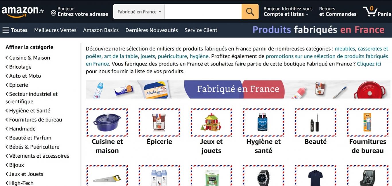 Amazon lance 1 onglet « Fabriqué en France »